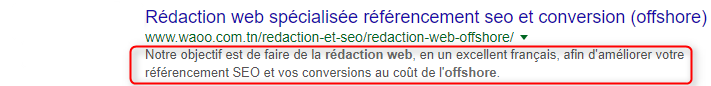 affichage meta description sur google