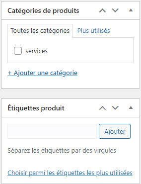 catégories et étiquettes