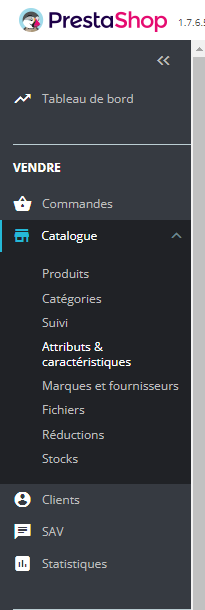 accès attributs prestashop