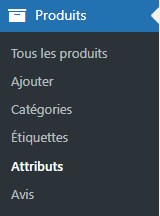 accès attributs woocommerce