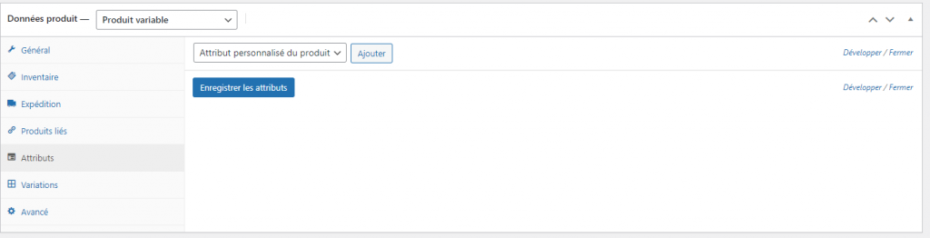 attributs woocommerce